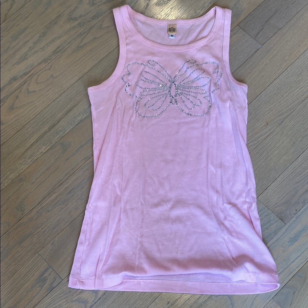 Retro Light Pink Ribbed Tank Top